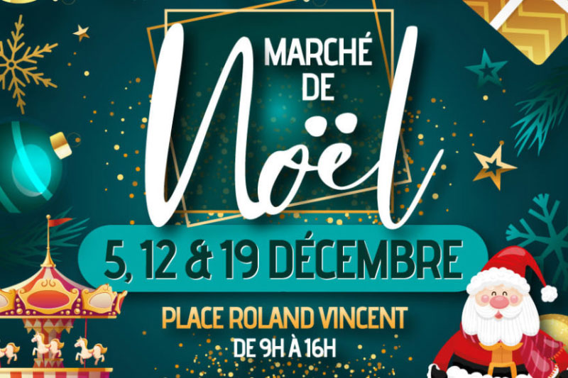 Affiche du Marché de Noël 2021 de Villabé : les 5, 12 et 19 décembre, Place Roland Vincent