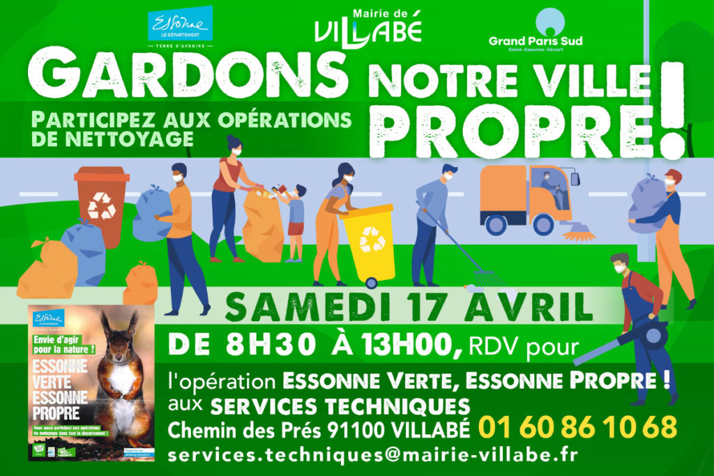 Rendez-vous le samedi 17 Avril 2021 pour une nouvelle opération de nettoyage citoyen "Essonne verte, Essonne propre"