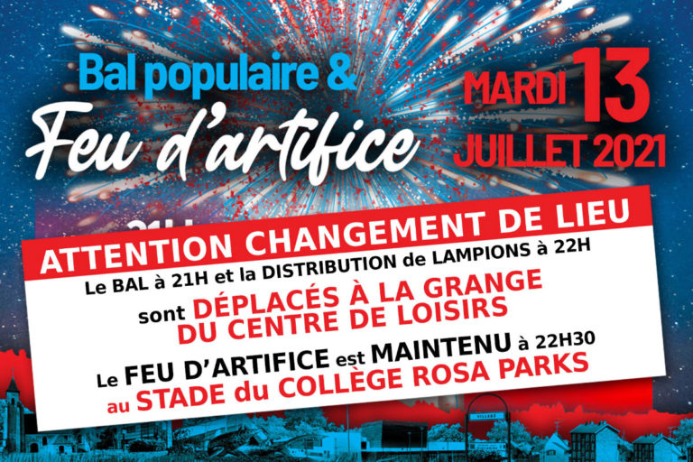 Bal Populaire, Feu d'artifice et Retraite aux flambeaux à Villabé le 13 juillet 2021