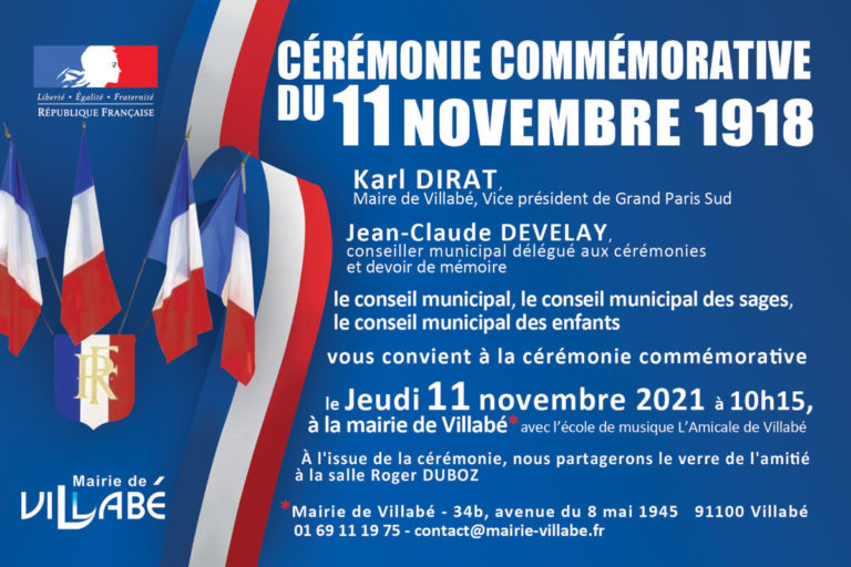 Armistice 11 novembre 1918 : Cérémonie commémorative à Villabé (2021)