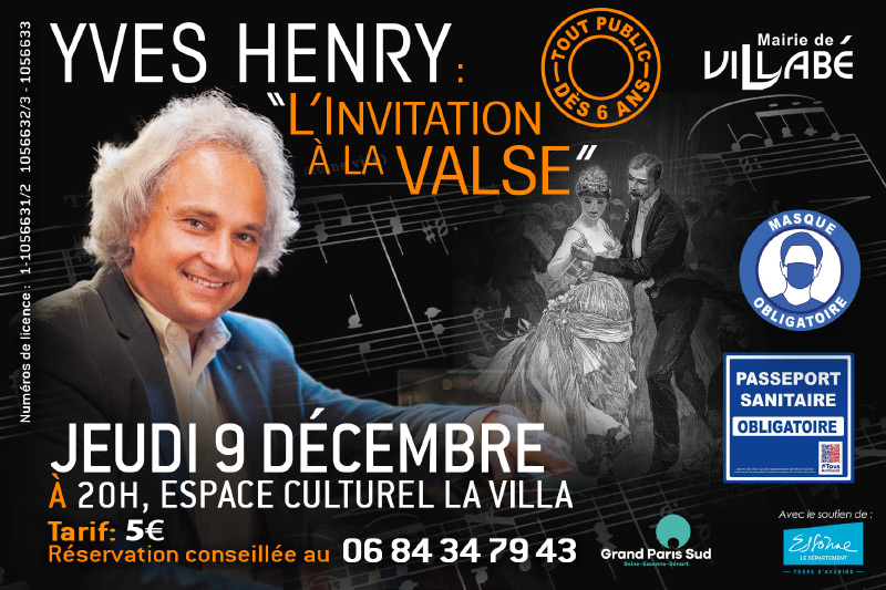 L'Invitation à la valse : concert d'Yves Henry à l'espace culturel de Villabé le jeudi 9 décembre à 20h