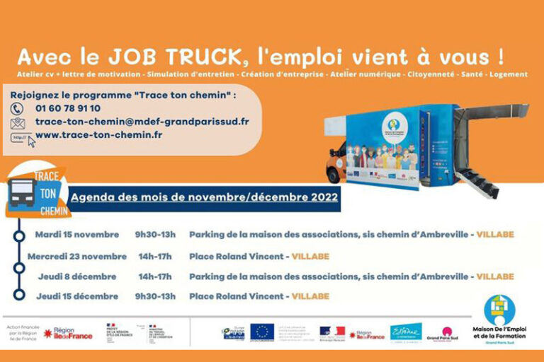 Programmation du passage du Job Truck sur Villabé en novembre et décembre 2022