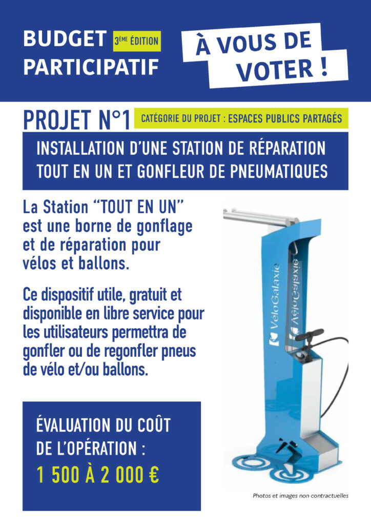 Budget Participatif de Villabé 2023 - Projet n°1 : Station de réparation et gonfleur de pneumatiques pour vélos et ballons