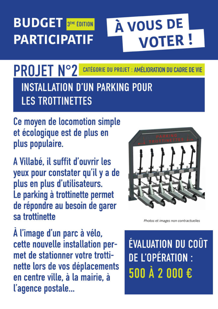 Budget Participatif 2023 de Villabé - Projet n°2 : Installation d'un parking de trottinettes
