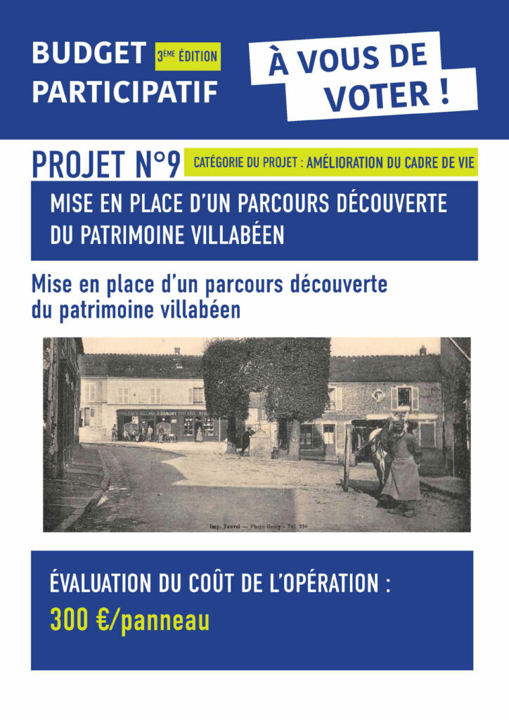 Budget Participatif 2023 de Villabé - Projet n°9 : Mise en place d'un parcours découverte du patrimoine villabéen