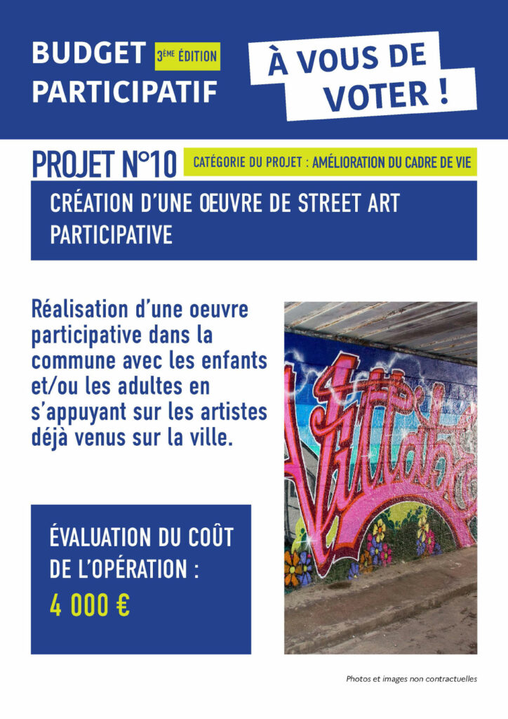 Budget Participatif 2023 de Villabé - Projet n°10 : Réalisation d'une œuvre de Street Art participative