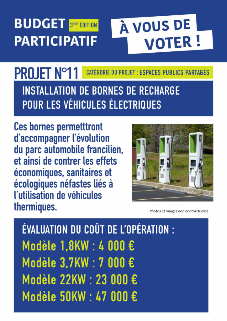 Budget Participatif 2023 de Villabé - Projet n°11 : Installation de bornes de recharges pour les véhicules électriques