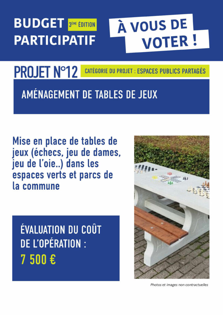 Budget Participatif 2023 de Villabé - Projet n°12 : installation de tables de jeux dans les espaces verts