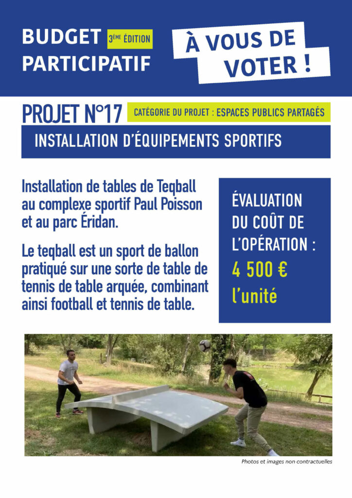 Budget Participatif 2023 de Villabé - Projet n°17 : Installation de tables de Teqball