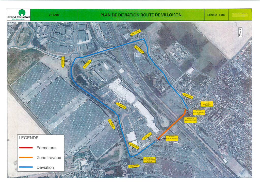 Plan déviation des travaux route de Villoison du 17 au 21 avril 2023