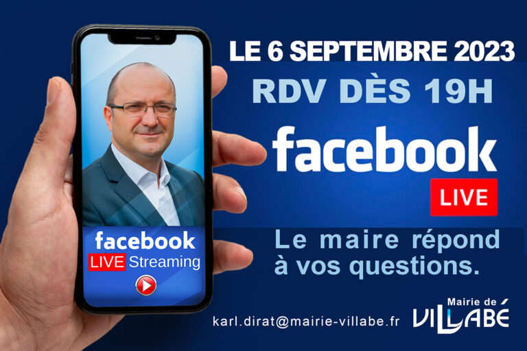 Facebook live
Karl Dirat, le Maire de Villabé répond en direct à vos questions