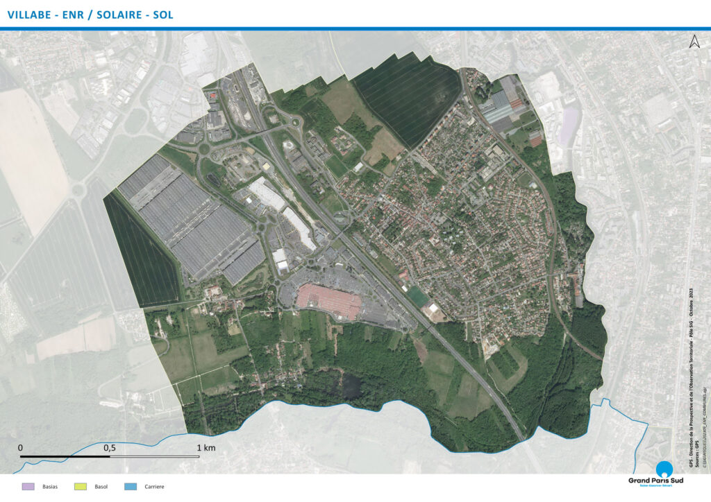 Carte ENR du potentiel de capacité solaire des sols de la commune de Villabé (2023)