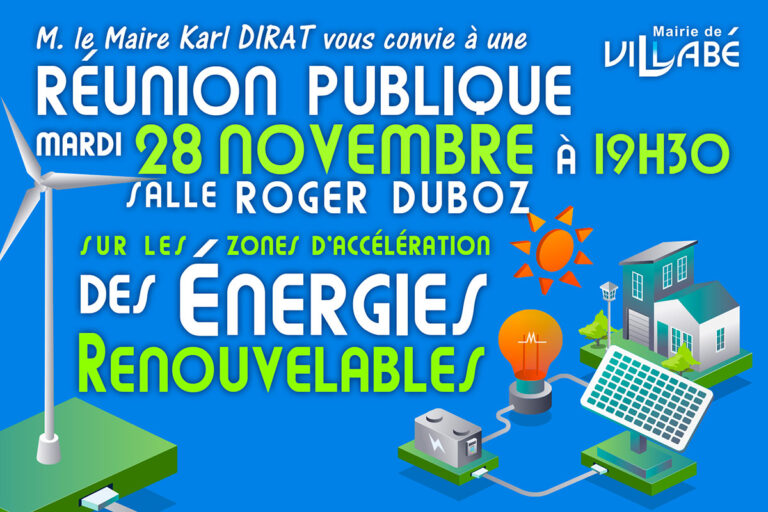 Réunion publique, salle Roger Duboz de Villabé sur les zones d'accélération des énergies renouvelables