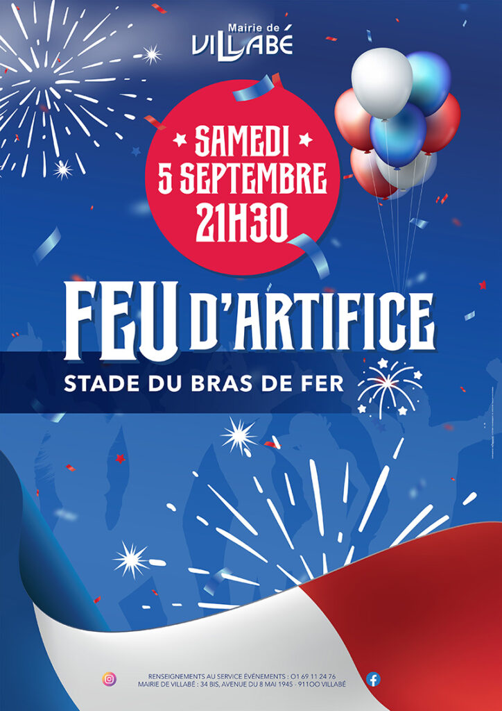 Feu d'artifice, samedi 5 septembre, 21h30, Villabé